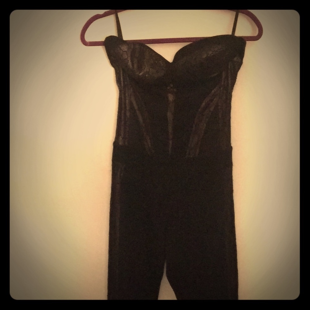 Black Strapless Velvet Jumpsuit
